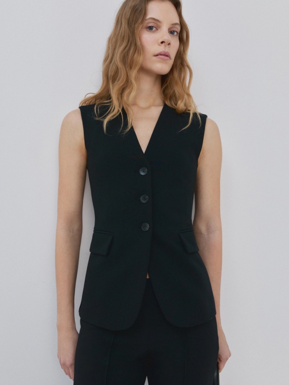 With Tags Mango Black Sleeveless Corset Back Tailored Vest size Large